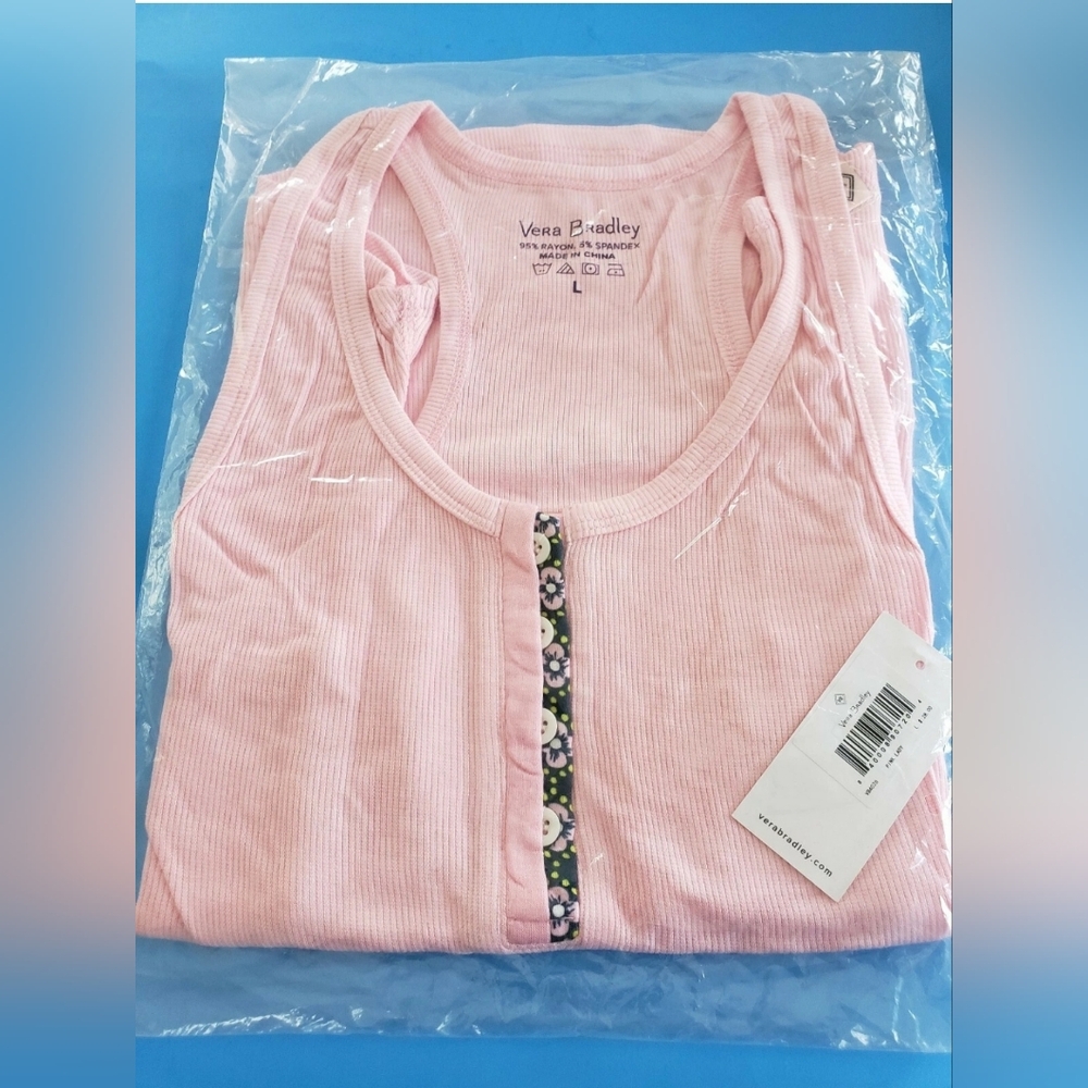 VERA BRADLEY RACER BACK TANK TOP Shirt Pink Lady Color Sz L NWT